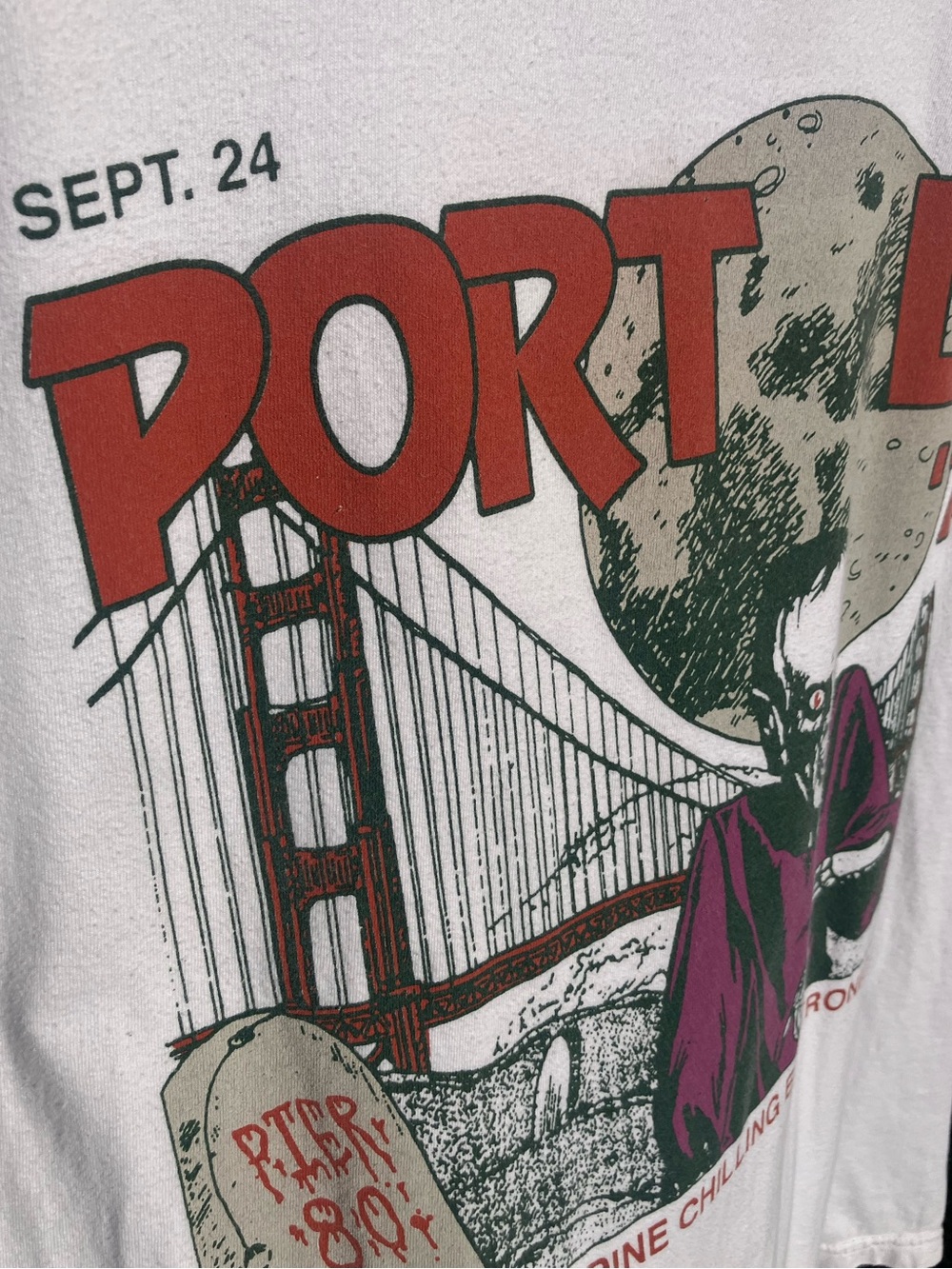 Portland Graphic Band Tee — White with Red & Purple Print